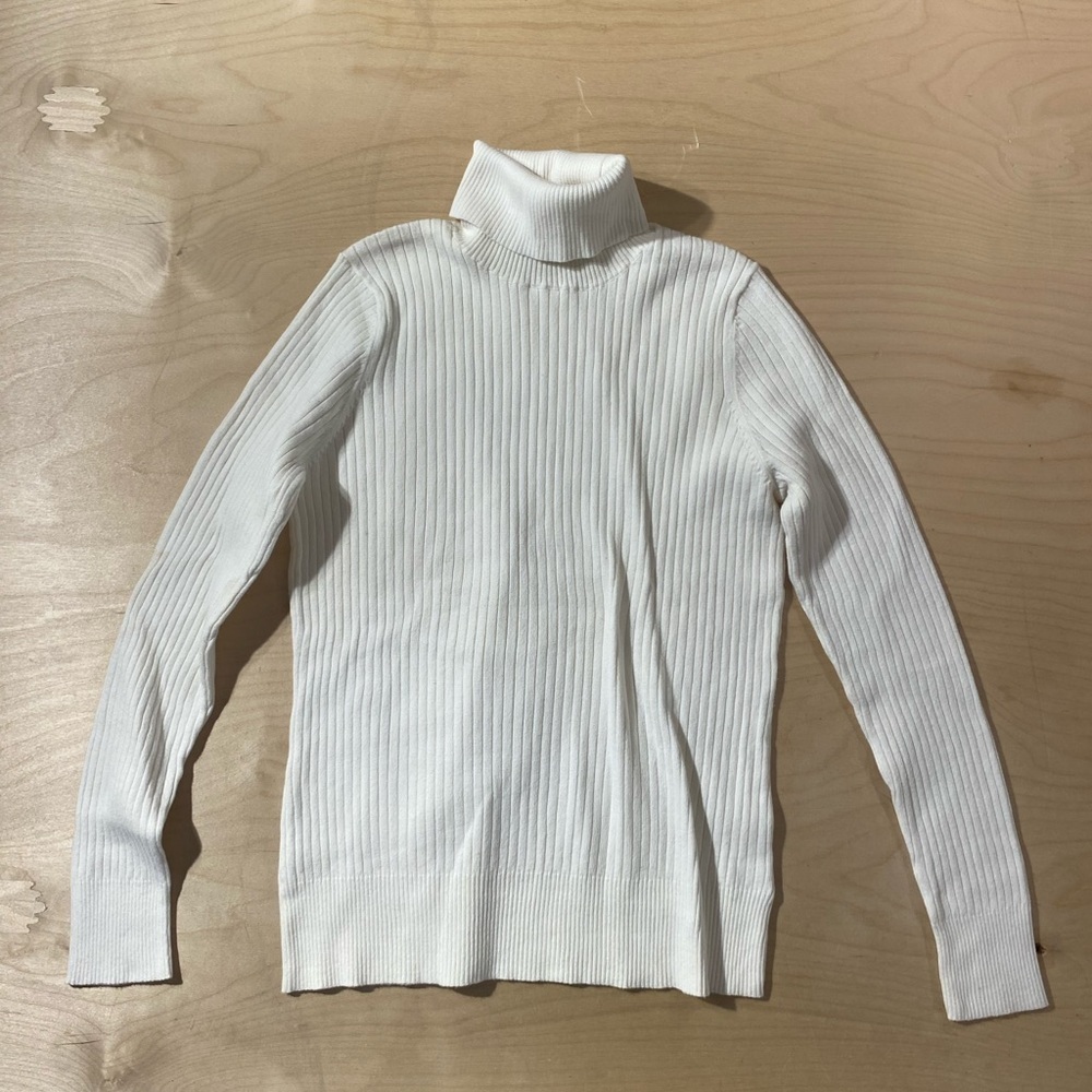 Merona White Ribbed Turtleneck Sweater XL (QQ)